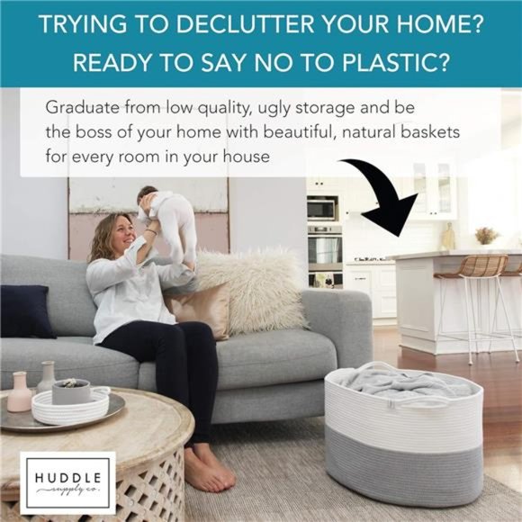 XXXL WASHABLE Blanket Basket Large 2PCs Blanket Storage Living Room - XXX Large - Picture 3 of 6